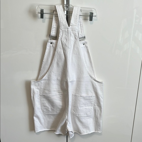 GAP Women's Oversize White Denim Overalls Raw Hem, Size L - Picture 5 of 11